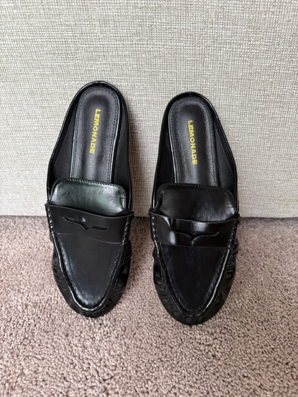 Chic Lemonade Black Leather Slip-On Penny Loafer mules loafer